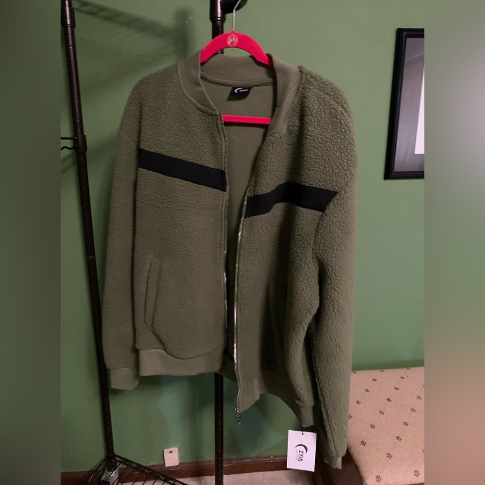 Zyia Active jacket, Olive Flying V Fleece Jacket, new with tags